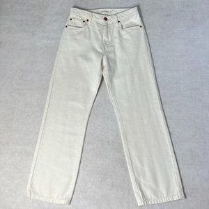 Avec Les Filles Womens Crop Jeans Size 27 White Denim Hi-Rise Straight Leg
